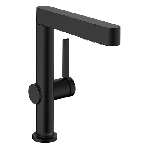 Hansgrohe Finoris Wastafelkraan - 230 - 2jet - met uittrekbare vuistdouche - met afvoerplug - mat zwart SW651140