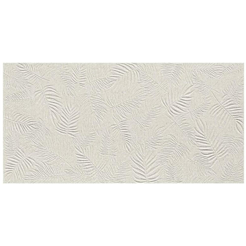 Ceralto Silevo Mineral wandtegel - 40x80cm - 8.5mm - gerectificeerd - decor - mat leaf pearl (wit) SW653087
