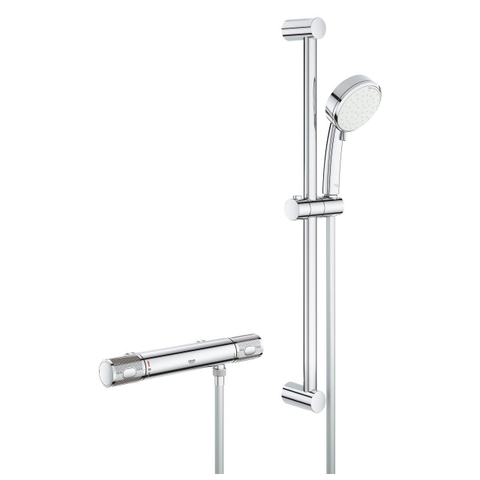 GROHE Grohtherm mitigeur de douche thermostatique apparent avec barre de douche et douchette chromé SW679591