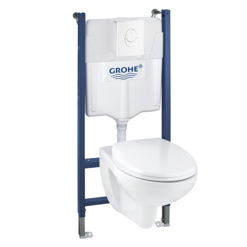 GROHE Ensemble WC universel - réservoir encastré - abattant WC - plaque de commande blanche - blanc brillant SW710597