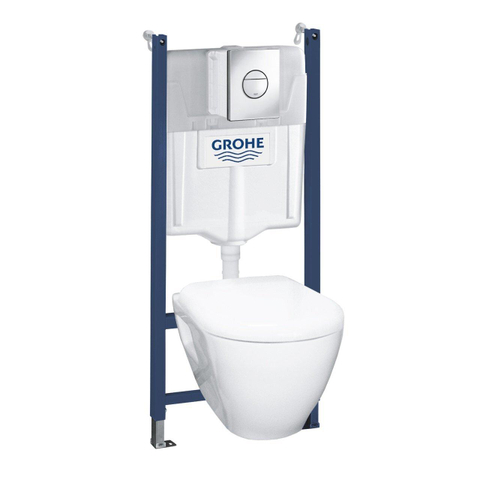 Grohe Solido WC-pack Compact 4-in-1 - compleet - met bedieningsplaat chroom - glans wit SW94441