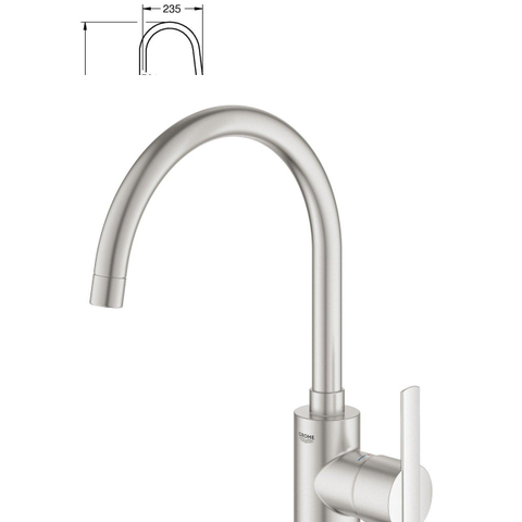 Grohe Feel Keukenkraan - hoog - Brushed Supersteel (RVS) SW229115