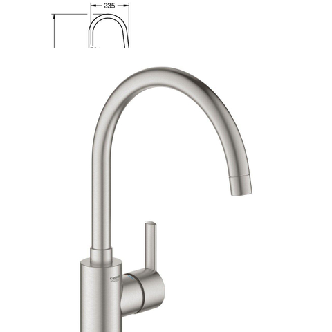 Grohe Feel Keukenkraan - hoog - Brushed Supersteel (RVS) SW229115