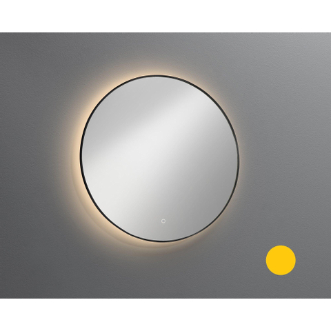 Royal Plaza Merlot spiegel 60x60cm Rond led verlichting geintegreerd IP44 Glas Goud mat SW680315