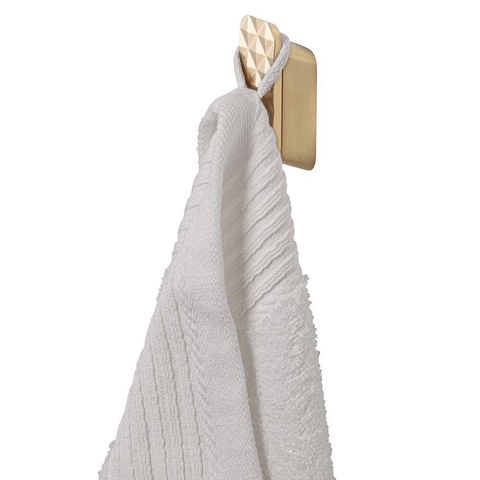 Geesa Shift Handdoekhaak medium met diamantpatroon Goud geborsteld SHOWROOMMODEL SHOW26638