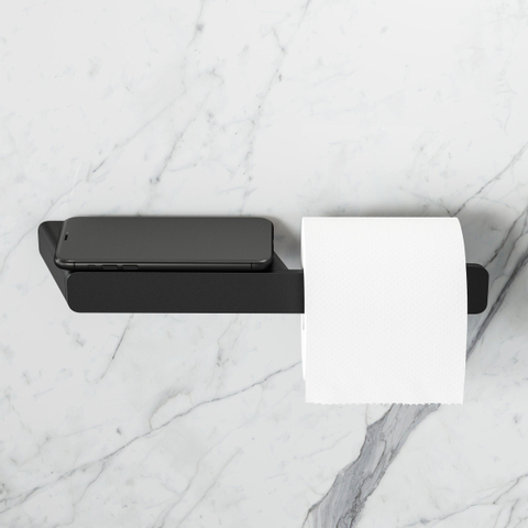 Geesa Shift Toiletrolhouder zonder klep met planchet Zwart SW641313