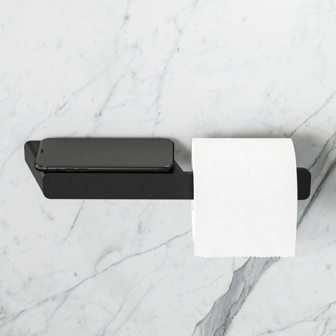 Geesa Shift Toiletrolhouder zonder klep met planchet Zwart SW641313