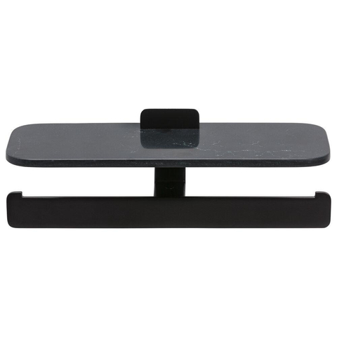 Geesa Shift Toiletrolhouder dubbel Zwart met planchet van matzwarte marmerlook SW641465