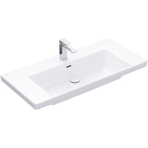 Villeroy & Boch Subway 3.0 meubelwastafel - 100x47x16.5cm Rechthoek - 1 kraangat - zonder overloopgat Ceramic - White Alpine (glans wit) SW702122