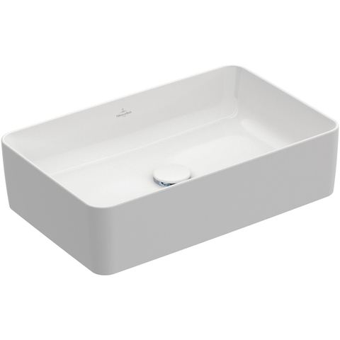 Villeroy & Boch Collaro opzetwastafel rechthoekig - 56x36cm - zonder overloop - zonder kraangat CeramicPlus - Stone White (mat wit) SW336072
