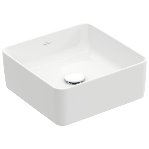 Villeroy & Boch Collaro opzetwastafel vierkant - 38x38cm - zonder overloop - zonder kraangat - White Alpine (glans wit) SW336075