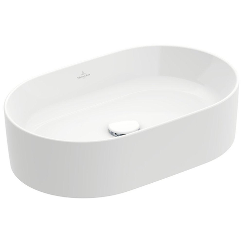 Villeroy & Boch Collaro opzetwastafel ovaal - 56x36cm - zonder overloop - zonder kraangat - White Alpine (glans wit) SW336040