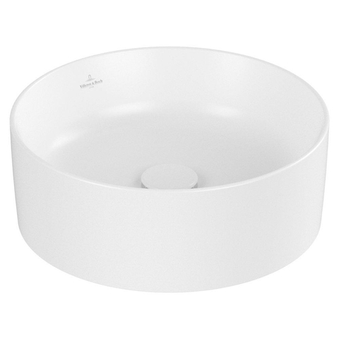 Villeroy & Boch Collaro opzetwastafell rond - diameter 40cm - zonder overloop - zonder kraangat CeramicPlus - Stone White (mat wit) SW336043