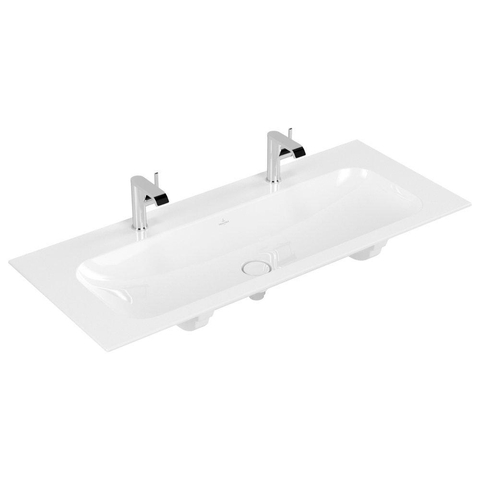 Villeroy & Boch finion meubelwastafel - met 2 kraangaten - 120x50cm CeramicPlus - zonder overloop - White Alpine (glans wit) SW106532