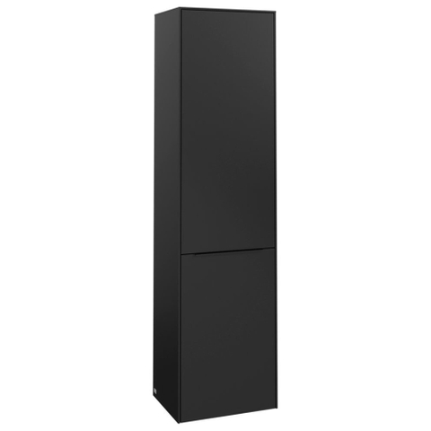 Villeroy & Boch Subway 3.0 Badkamerkast - opbouw - 45x35x170cm - 1 linksdraaiende - softclose deur greep - spaanplaat - Volcano Black (zwart) SW730471