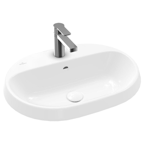 Villeroy & Boch Architectura inbouwwastafel - 60x45x17cm Ovaal - 1 kraangat - met overloopgat Ceramic - White Alpine (glans wit) SW762350
