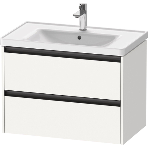 Duravit Ketho.2 Wastafelonderbouwkast - met 2 laden - 78.4x45.5x54.9cm - met grepen antraciet - wit mat SW772908