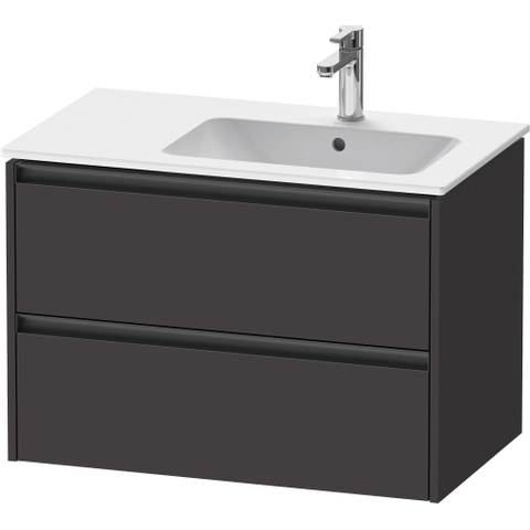 Duravit Ketho.2 Wastafelonderbouwkast - met 2 laden - voor waskom rechts - 81x48x54.9cm - met grepen antraciet - grafiet supermat SW771908