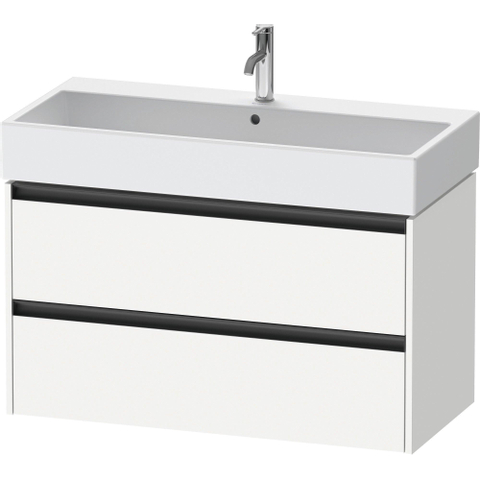 Duravit Ketho.2 Wastafelonderbouwkast - met 2 laden - 98.4x46x54.9cm - met grepen antraciet - wit mat SW772302