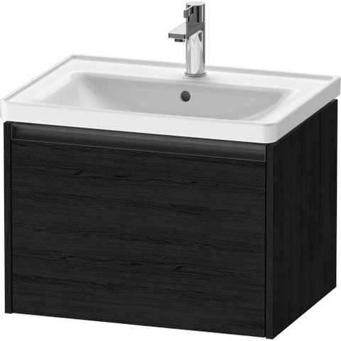 Duravit Ketho.2 Wastafelonderbouwkast - met 1 lade - 63.4x45.5x44cm - met greep antraciet - eiken zwart mat SW772299