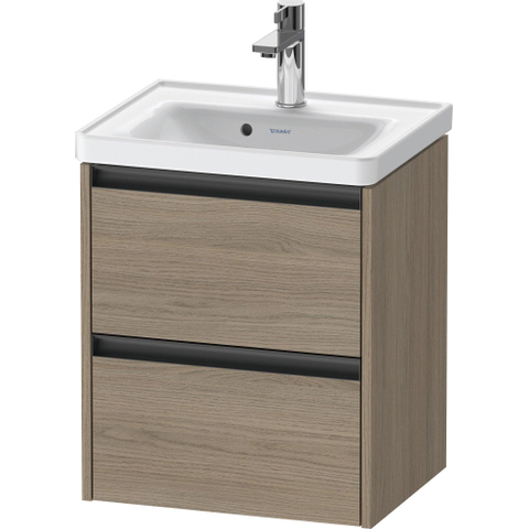 Duravit Ketho.2 Wastafelonderbouwkast - met 2 laden - 48.4x37.5x54.9cm - met grepen antraciet - eiken terra mat SW772066