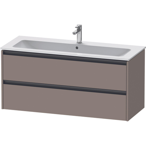 Duravit Ketho.2 Wastafelonderbouwkast - met 2 laden - voor enkele wastafel - 121x48x55cm - met grepen antraciet - basalt mat SW772706