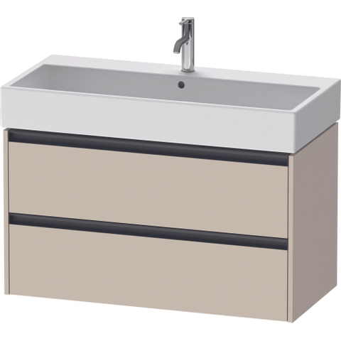 Duravit Ketho.2 Wastafelonderbouwkast - met 2 laden - 98.4x46x54.9cm - met grepen antraciet - taupe supermat SW772521