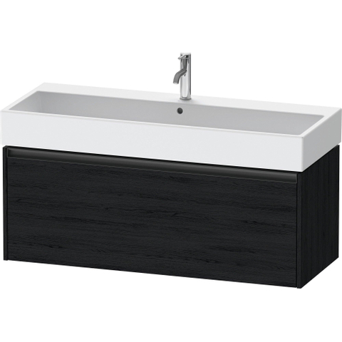 Duravit Ketho.2 Wastafelonderbouwkast - met 1 lade - voor enkele wastafel - 118.4x46x44cm - met greep antraciet - eiken zwart mat SW772856