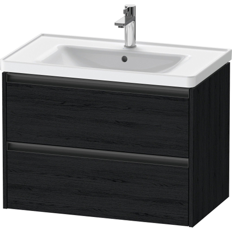 Duravit Ketho.2 Wastafelonderbouwkast - met 2 laden - 78.4x45.5x54.9cm - met grepen antraciet - eiken zwart mat SW772881