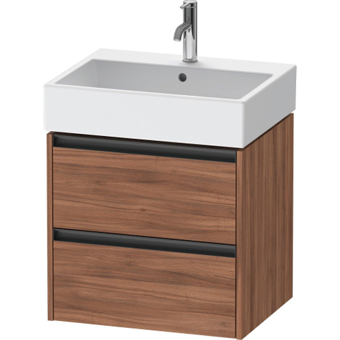 Duravit Ketho.2 Wastafelonderbouwkast - met 2 laden - 58.4x46x54.9cm - met grepen antraciet - noten mat SW772410