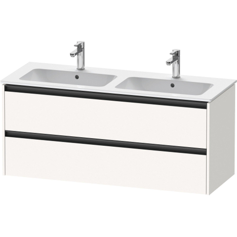 Duravit Ketho.2 Wastafelonderbouwkast - met 2 laden - voor dubbele wastafel - 128x48x55cm - met grepen antraciet - wit supermat SW772257