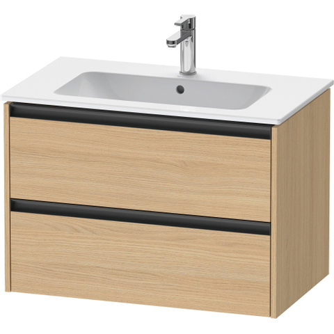 Duravit Ketho.2 Wastafelonderbouwkast - met 2 laden - 81x48x55cm - met grepen antraciet - natuur eiken mat SW772780