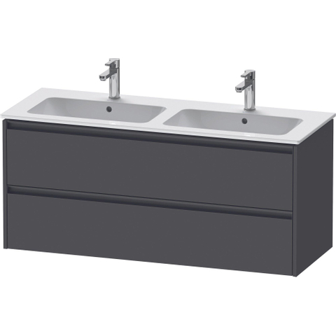 Duravit Ketho.2 Wastafelonderbouwkast - met 2 laden - voor dubbele wastafel - 128x48x55cm - met grepen antraciet - grafiet mat SW772096
