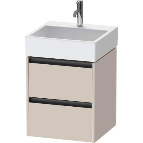 Duravit Ketho.2 Wastafelonderbouwkast - met 2 laden - 48.4x46x54.9cm - met grepen antraciet - taupe mat SW772285