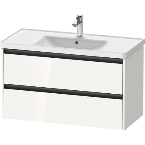 Duravit Ketho.2 Wastafelonderbouwkast - met 2 laden - 98.4x45.5x54.9cm - met grepen antraciet - hoogglans wit SW772327
