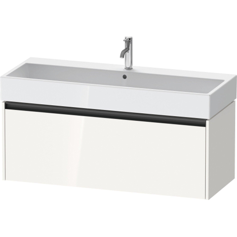 Duravit Ketho.2 Wastafelonderbouwkast - met 1 lade - voor enkele wastafel - 118.4x46x44cm - met greep antraciet - hoogglans wit SW772927