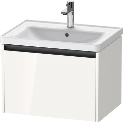 Duravit Ketho.2 Wastafelonderbouwkast - met 1 lade - 63.4x45.5x44cm - met greep antraciet - hoogglans wit SW772329