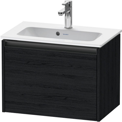 Duravit Ketho.2 Wastafelonderbouwkast - met 1 lade - 61x39x44cm - met greep antraciet - eiken zwart mat SW772836