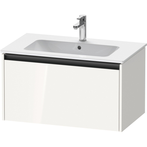 Duravit Ketho.2 Wastafelonderbouwkast - met 1 lade - 81x48x44cm - met greep antraciet - hoogglans wit SW772926