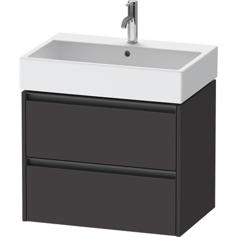 Duravit Ketho.2 Wastafelonderbouwkast - met 2 laden - 68.4x46x54.9cm - met grepen antraciet - grafiet supermat SW772027