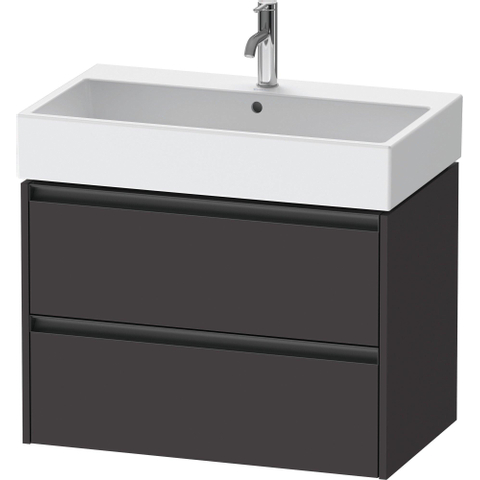Duravit Ketho.2 Wastafelonderbouwkast - met 2 laden - 78.4x46x54.9cm - met grepen antraciet - grafiet supermat SW772983