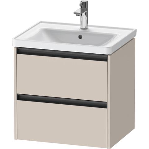 Duravit Ketho.2 Wastafelonderbouwkast - met 2 laden - 58.4x45.5x54.9cm - met grepen antraciettaupe - mat taupe SW772840