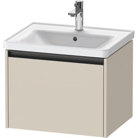 Duravit Ketho.2 Wastafelonderbouwkast - met 1 lade - 58.4x45.5x44cm - met greep antraciet - taupe supermat SW773134