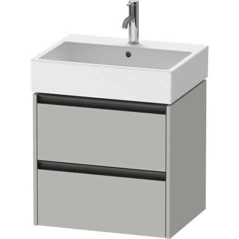 Duravit Ketho.2 Wastafelonderbouwkast - met 2 laden - 58.4x46x54.9cm - met grepen antraciet - betongrijs mat SW772667