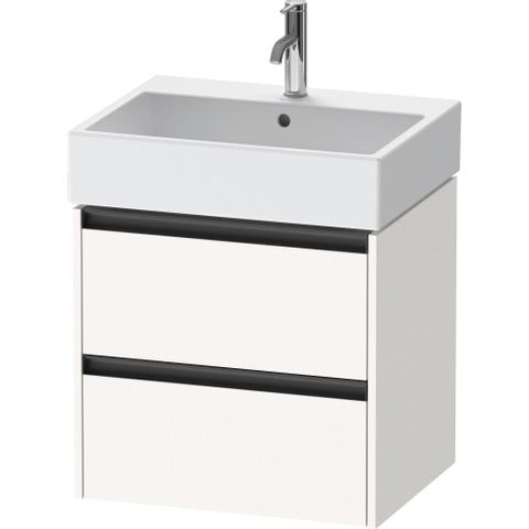 Duravit Ketho.2 Wastafelonderbouwkast - met 2 laden - 58.4x46x54.9cm - met grepen antraciet - wit supermat SW772759