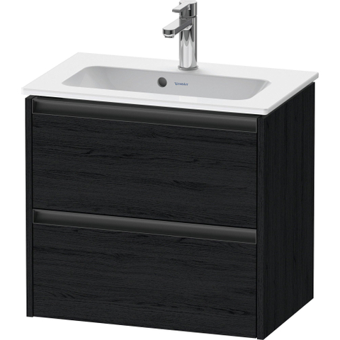 Duravit Ketho.2 Wastafelonderbouwkast - met 2 laden - 61x39x54.9cm - met grepen antraciet - eiken zwart mat SW772864