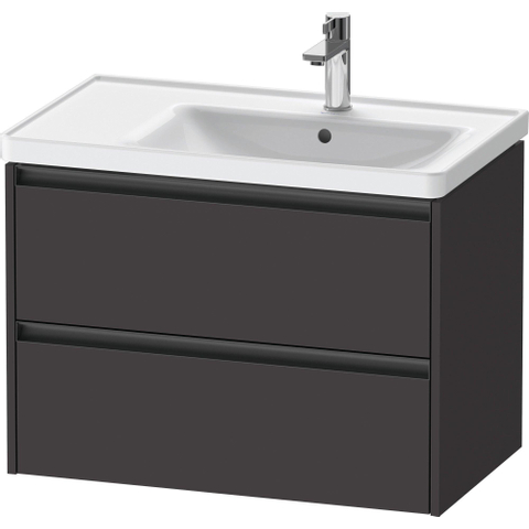 Duravit Ketho.2 Wastafelonderbouwkast - met 2 laden - voor waskom rechts - 78.4x45.5x54.9cm - met grepen antraciet - grafiet supermat SW772345