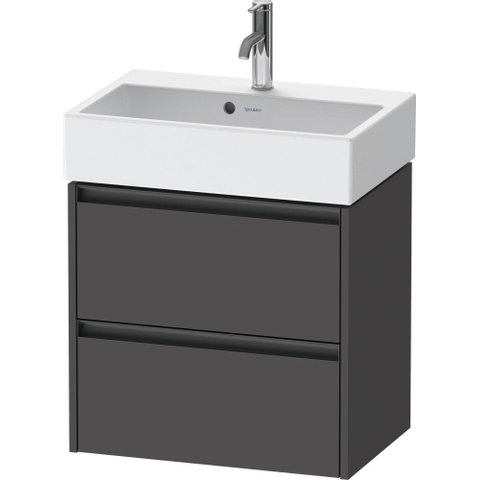 Duravit Ketho.2 Wastafelonderbouwkast - met 2 laden - 58.4x39x54.9cm - met grepen antracietgrafiet - mat grafiet (grijs) SW773009