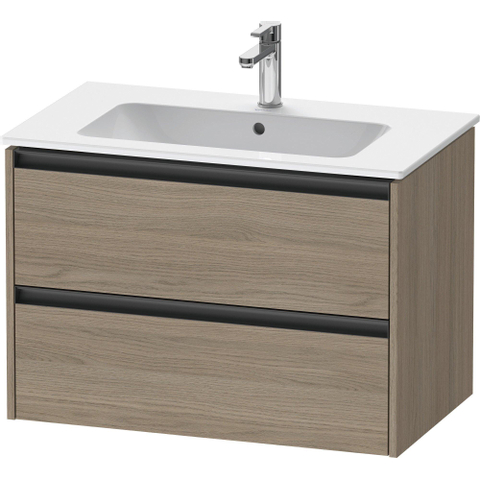 Duravit Ketho.2 Wastafelonderbouwkast - met 2 laden - 81x48x55cm - met grepen antraciet - eiken terra mat SW773027