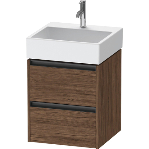 Duravit Ketho.2 Wastafelonderbouwkast - met 2 laden - 48.4x46x54.9cm - met grepen antraciet - donker noten mat SW771826